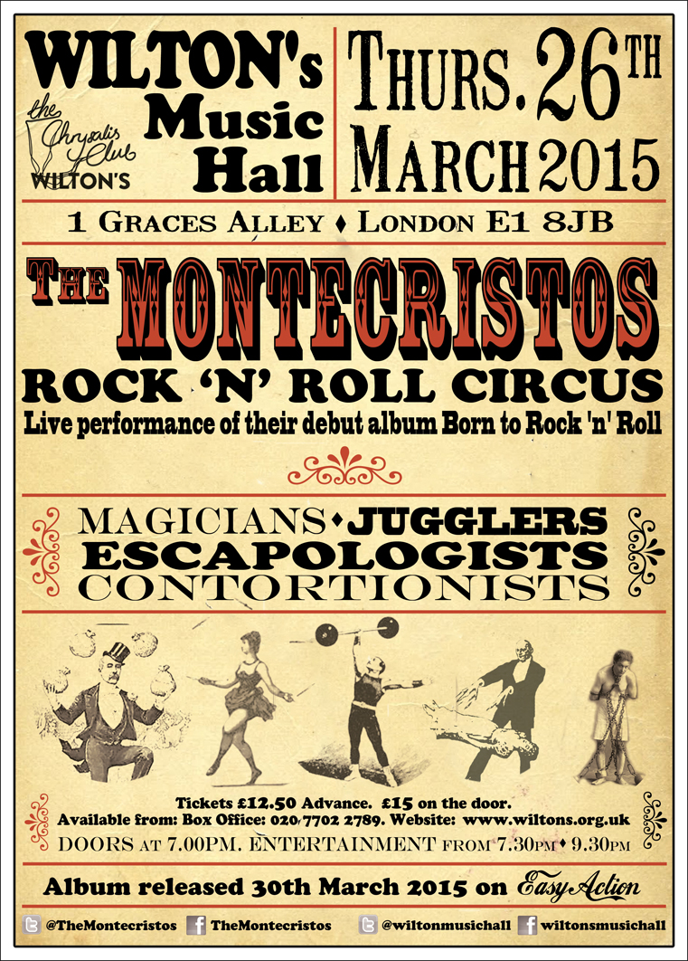 Montecristos Poster Wilton's Music Hall design by Sophie Lo Neal X