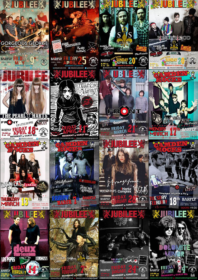 Camden Rocks Jubilee Club Night Posters and flyer design by sophie lo